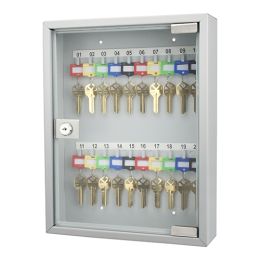 20 Keys Lock Box Gray W/ Glass Door