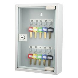 10 Keys Lock Box Gray W/ Glass Door