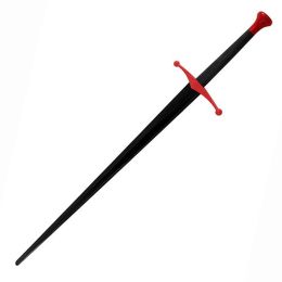 Synth Sprrng Longsword-Blk Bld,Red Hilt