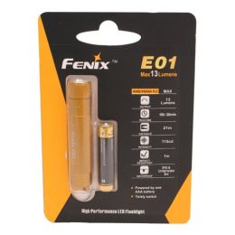 E01 LED Flashlight w/battery, Gold