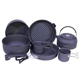 Ndur 9 Piece Cookware Mess Kit W/kettle